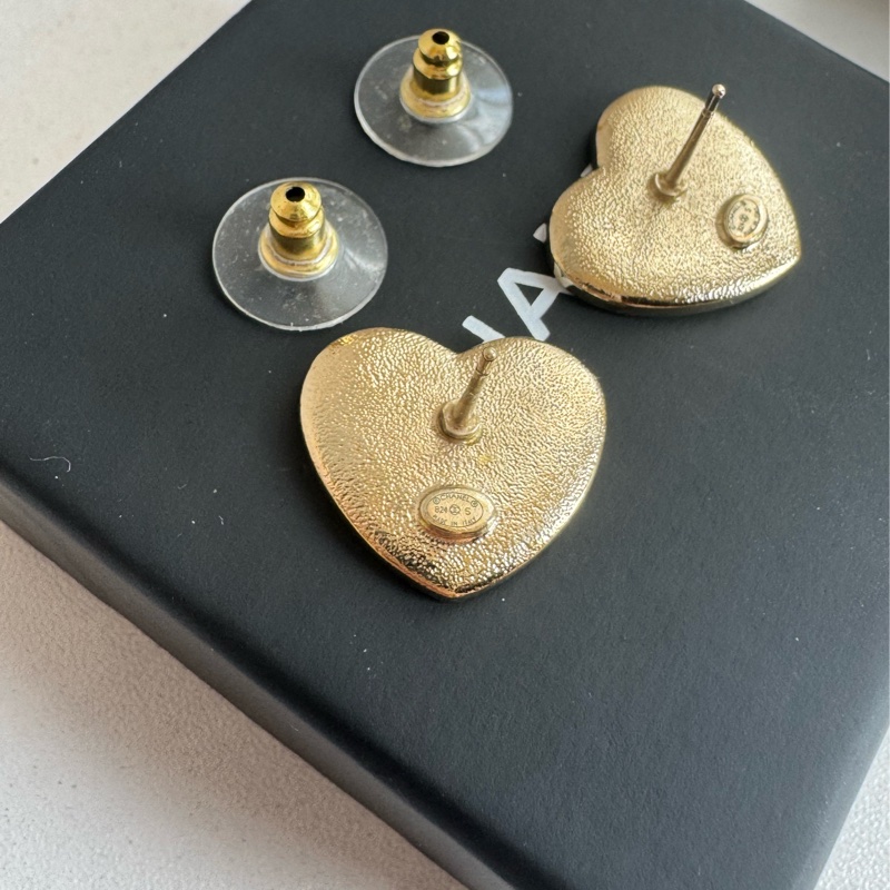 Chanel ABD343粉色愛心雙C耳環-11