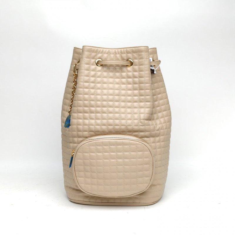 CELINE 裸色牛皮菱格水桶雙肩包肩背包-0