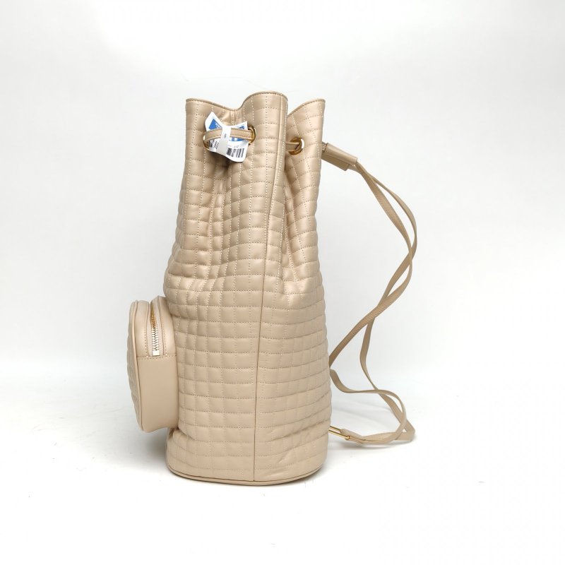 CELINE 裸色牛皮菱格水桶雙肩包肩背包-1