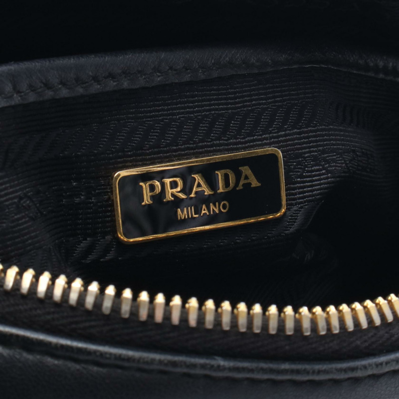 PRADA NAPPA GAUFRE 黑色皮革肩斜背包 1BH112 二手女士-3