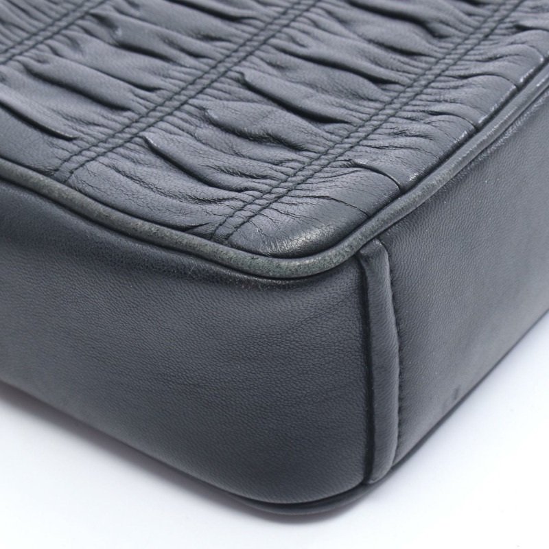 PRADA NAPPA GAUFRE 黑色皮革肩斜背包 1BH112 二手女士-4