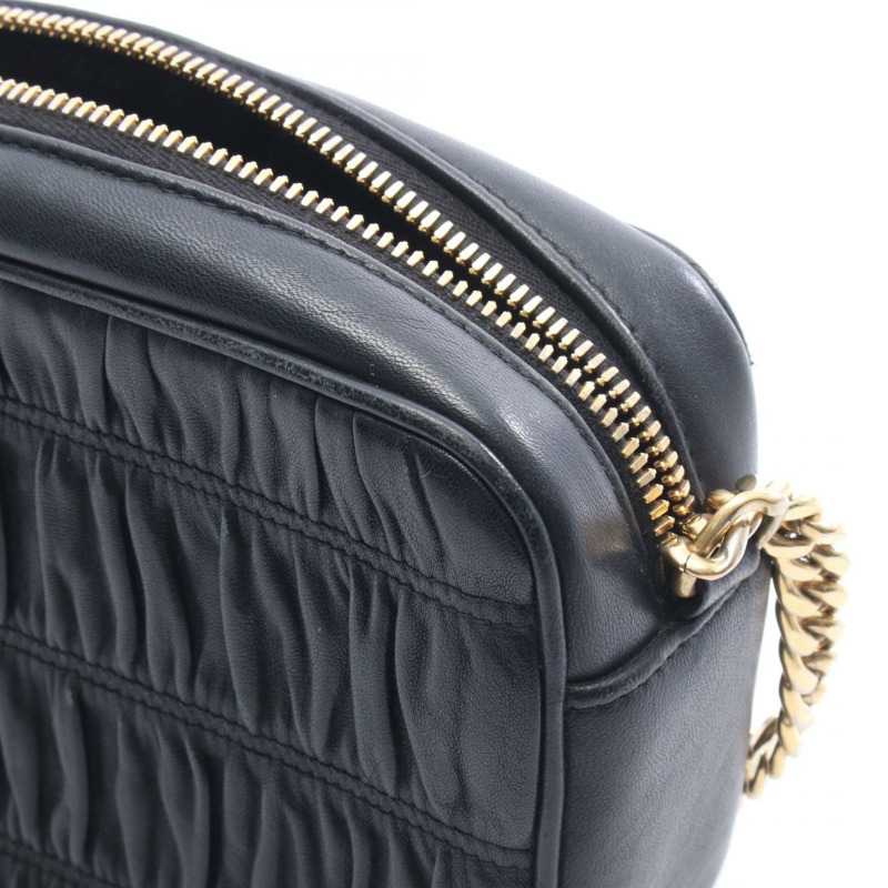PRADA NAPPA GAUFRE 黑色皮革肩斜背包 1BH112 二手女士-7