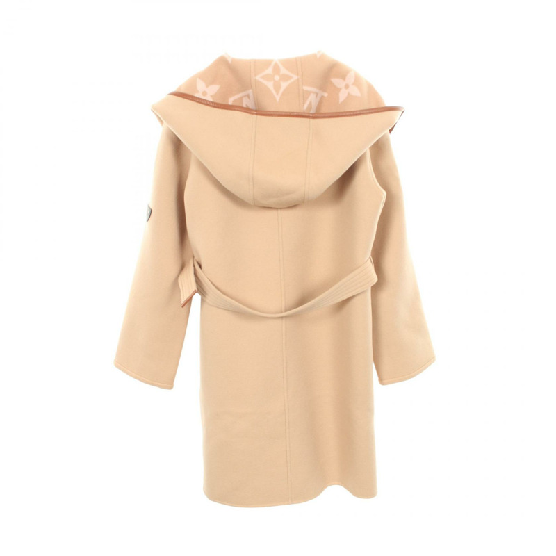 路易威登巨型Monogram連帽裹身大衣 其他外套 羊毛 米色 二手 女款-1