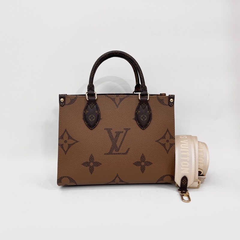 LV雙色原花金釦OnTheGo Pm 手提斜背托特包-1