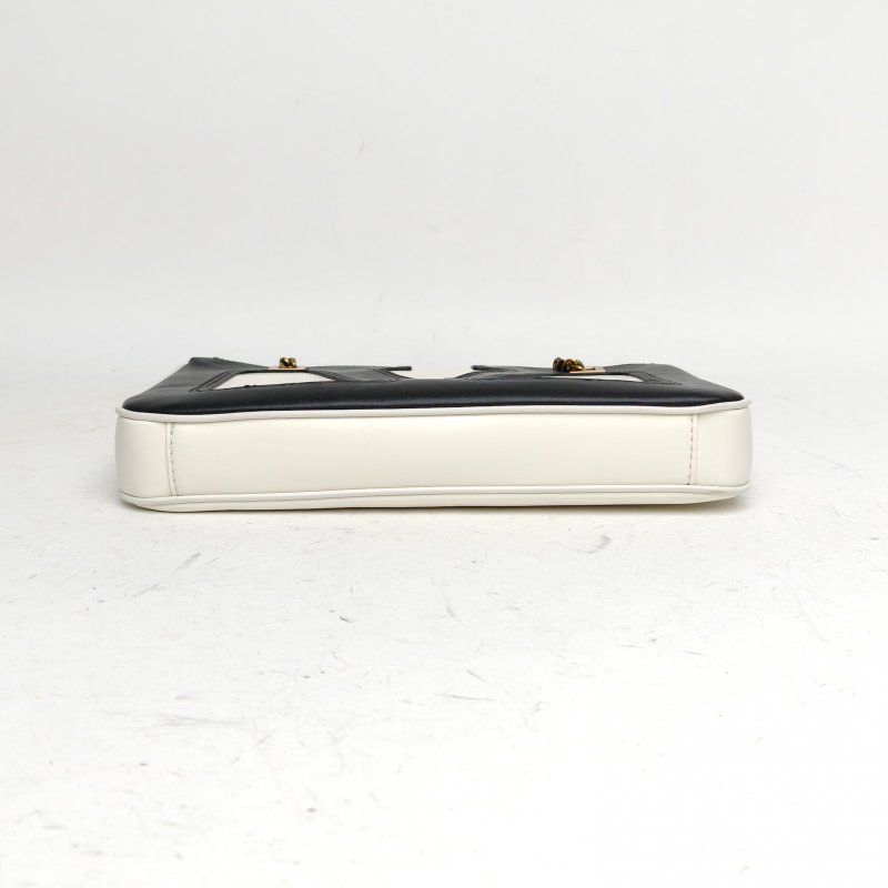 VALENTINO 黑白牛皮金扣VivaSuperstar鏈條包小號肩背包-4