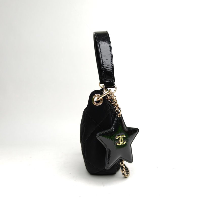 CHANEL 25NNEIGE滑雪系列星星掛件豌豆包黑色絲絨金扣肩背包-1