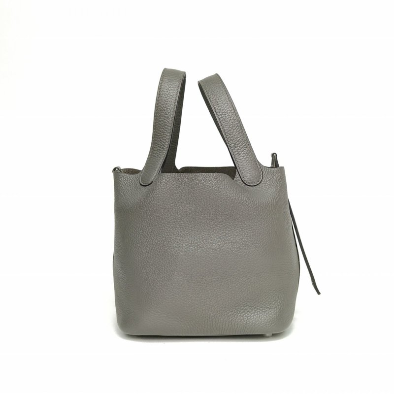 HERMES Picotin菜籃子18積雨雲灰TC皮B刻銀扣肩背包-1