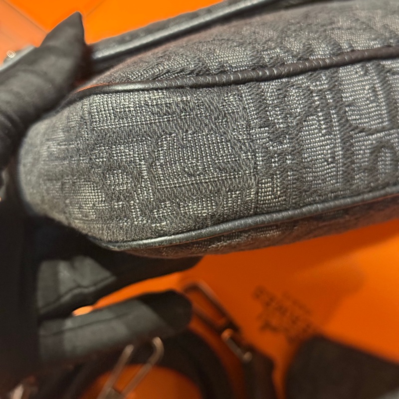 Dior男士郵差包 單肩包斜挎包 三合一 黑色 Oblique印花-4