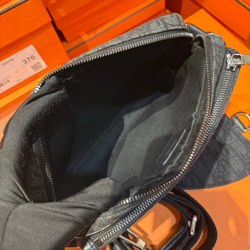 Dior男士郵差包 單肩包斜挎包 三合一 黑色 Oblique印花-8