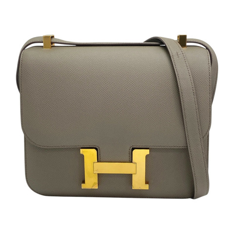 錫器灰 Epsom牛皮 Constance 24 肩背包 D刻 金扣【HERMES 愛馬仕】