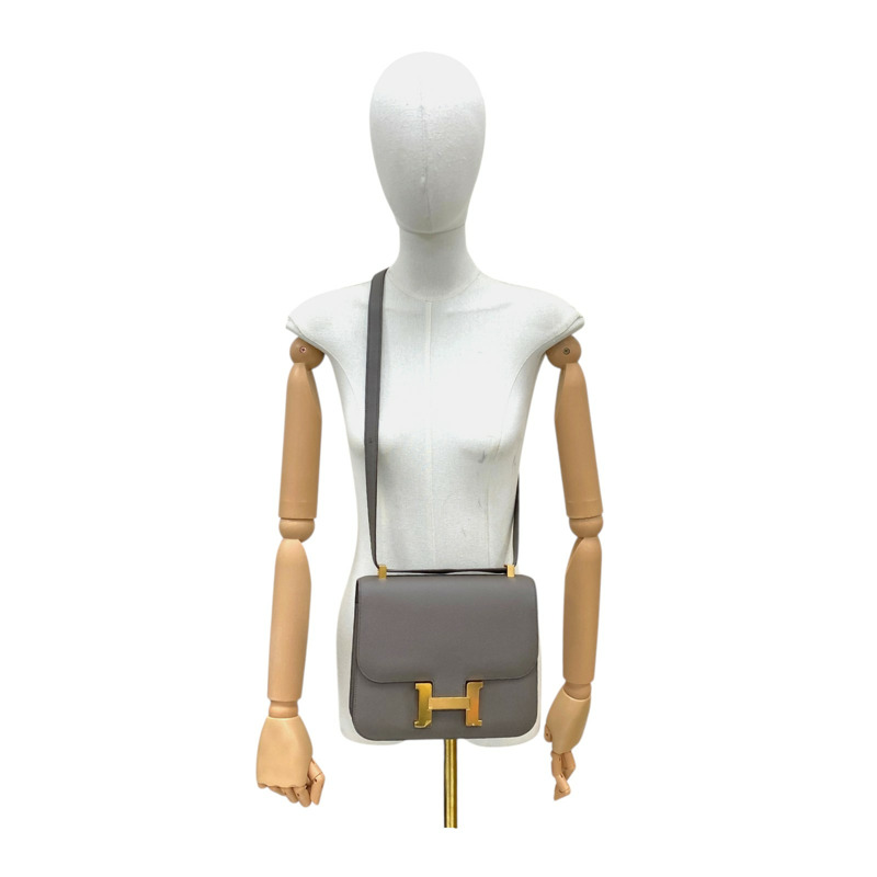 錫器灰 Epsom牛皮 Constance 24 肩背包 D刻 金扣【HERMES 愛馬仕】-9