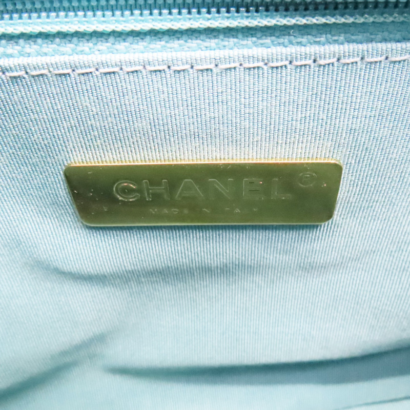 湖水藍色 單寧布 19 口蓋包 鍊帶肩背包【CHANEL 香奈兒】 AS1160-4