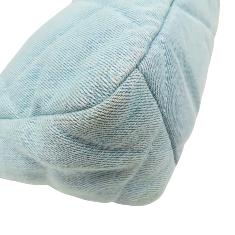 湖水藍色 單寧布 19 口蓋包 鍊帶肩背包【CHANEL 香奈兒】 AS1160-8