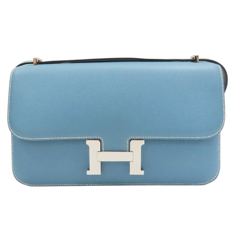 牛仔藍 Epsom牛皮 Constance Elan 25 肩背包 口N刻 銀釦【HERMES 愛馬仕】