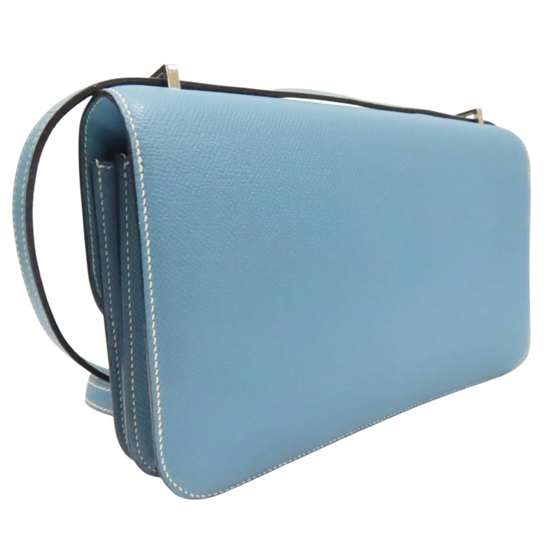 牛仔藍 Epsom牛皮 Constance Elan 25 肩背包 口N刻 銀釦【HERMES 愛馬仕】-1