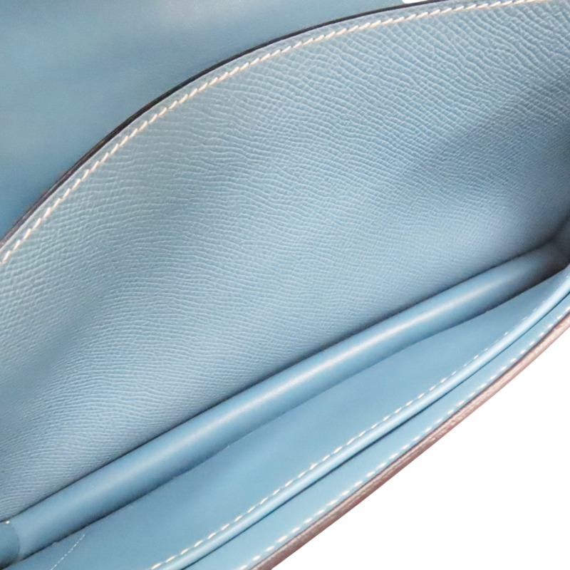 牛仔藍 Epsom牛皮 Constance Elan 25 肩背包 口N刻 銀釦【HERMES 愛馬仕】-3