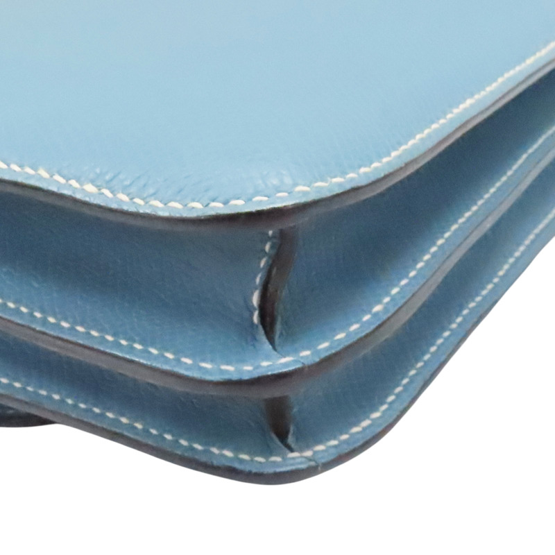 牛仔藍 Epsom牛皮 Constance Elan 25 肩背包 口N刻 銀釦【HERMES 愛馬仕】-6