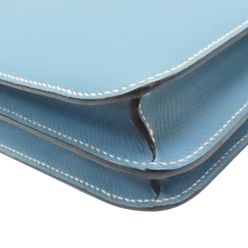 牛仔藍 Epsom牛皮 Constance Elan 25 肩背包 口N刻 銀釦【HERMES 愛馬仕】-7