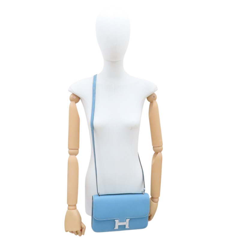牛仔藍 Epsom牛皮 Constance Elan 25 肩背包 口N刻 銀釦【HERMES 愛馬仕】-8