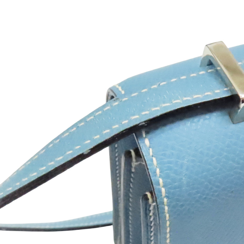 牛仔藍 Epsom牛皮 Constance Elan 25 肩背包 口N刻 銀釦【HERMES 愛馬仕】-10