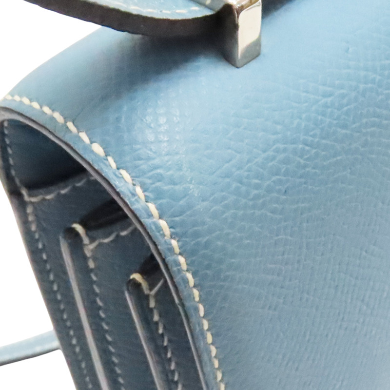 牛仔藍 Epsom牛皮 Constance Elan 25 肩背包 口N刻 銀釦【HERMES 愛馬仕】-11