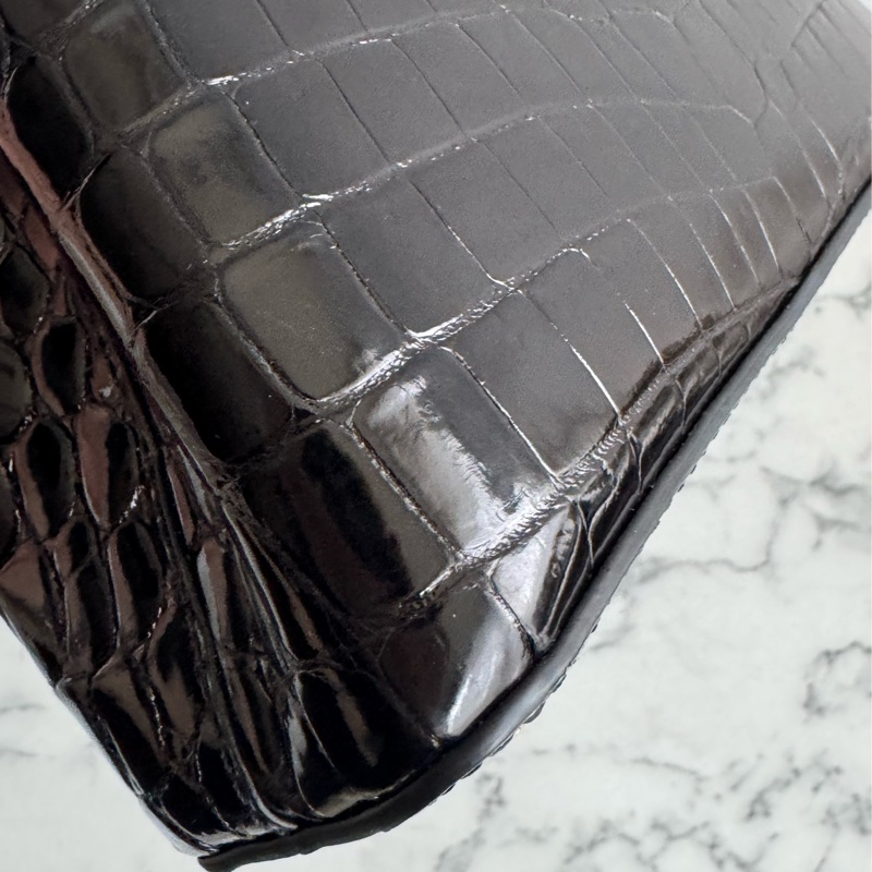 LV 黑鱷魚壓紋mini capucines手提兩用包-9