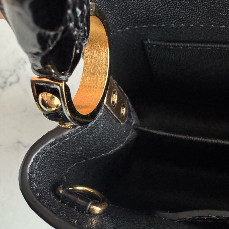 LV 黑鱷魚壓紋mini capucines手提兩用包-18