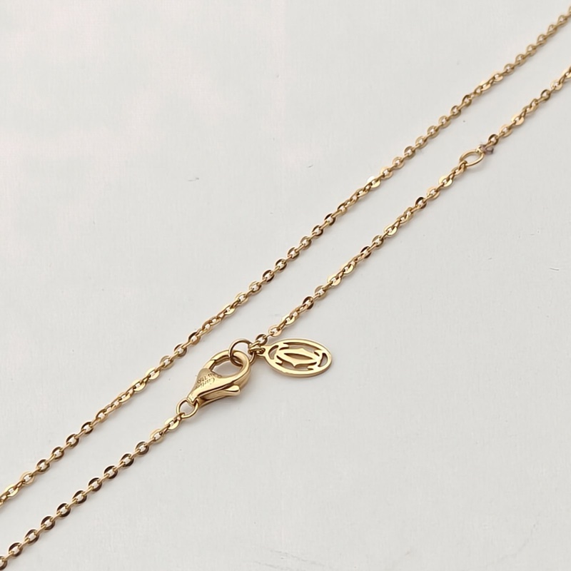 CARTIER Trinity三色金三環白金鑲鑽項鏈小號-3