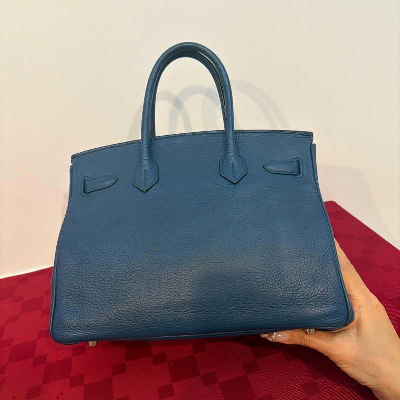 Hermes 🌈愛馬仕 Birkin 30 Togo 皮🌟藍色銀扣-2