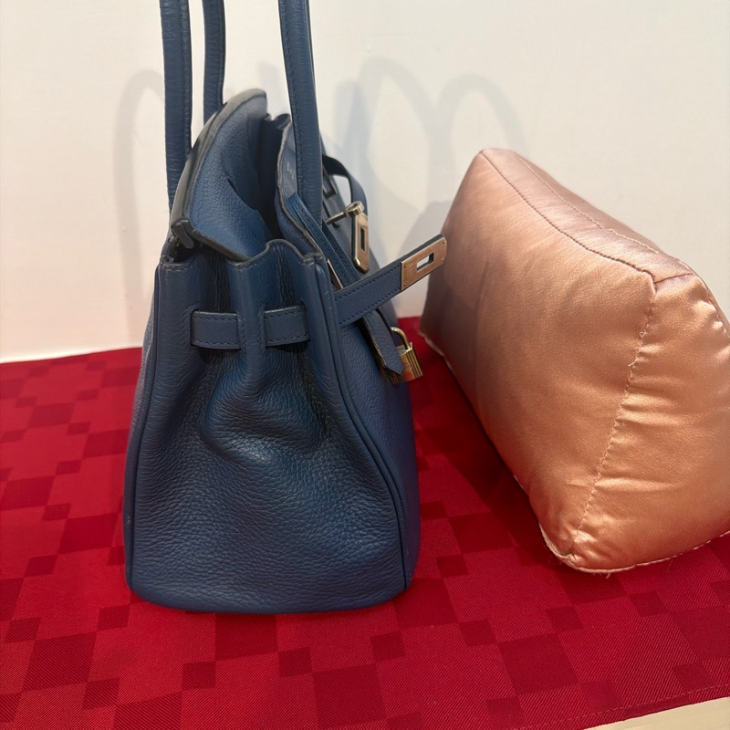 Hermes 🌈愛馬仕 Birkin 30 Togo 皮🌟藍色銀扣-4