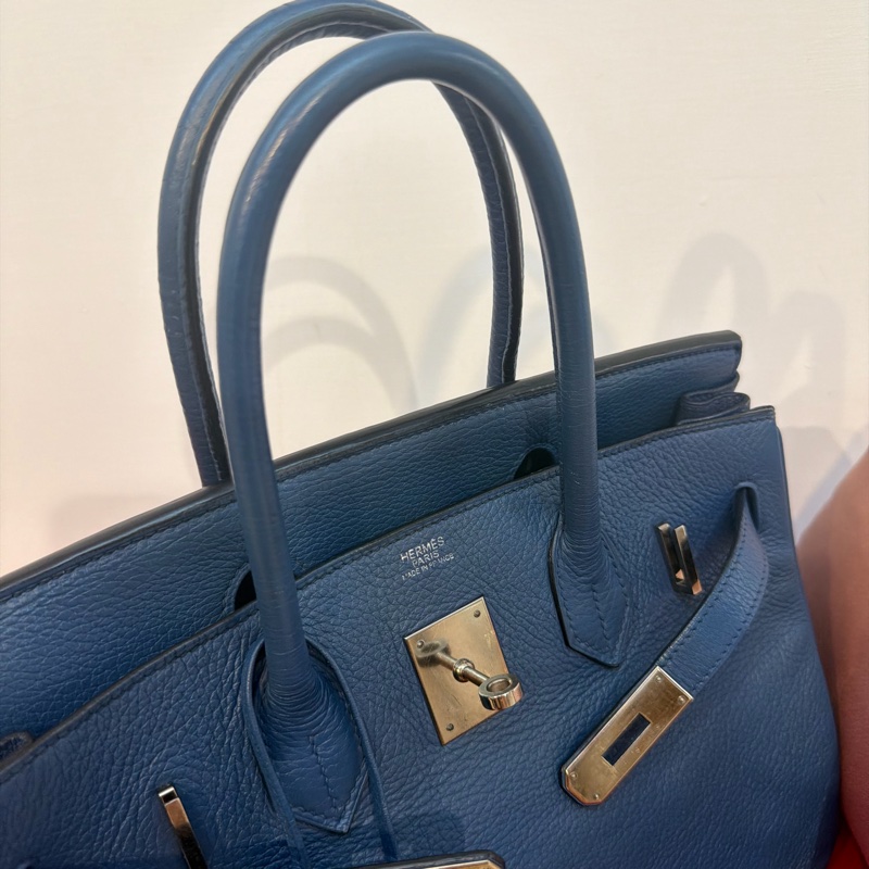 Hermes 🌈愛馬仕 Birkin 30 Togo 皮🌟藍色銀扣-5