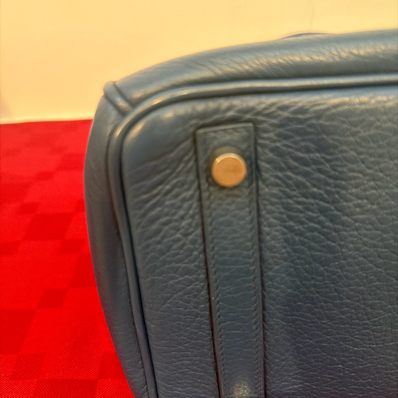 Hermes 🌈愛馬仕 Birkin 30 Togo 皮🌟藍色銀扣-9