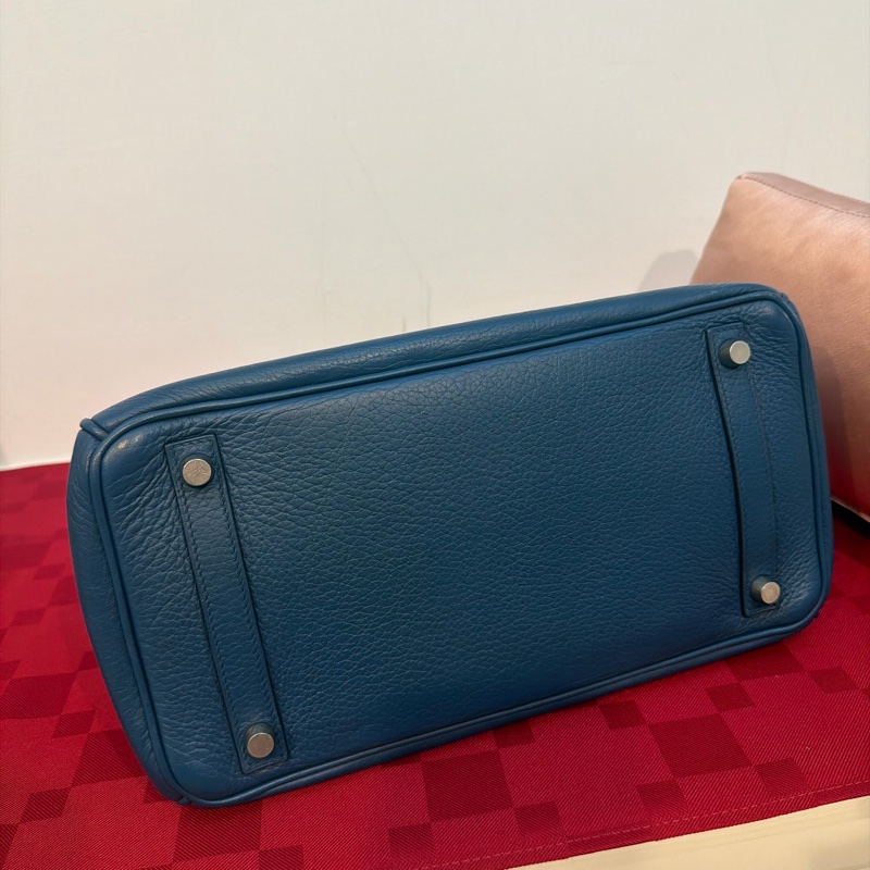 Hermes 🌈愛馬仕 Birkin 30 Togo 皮🌟藍色銀扣-11