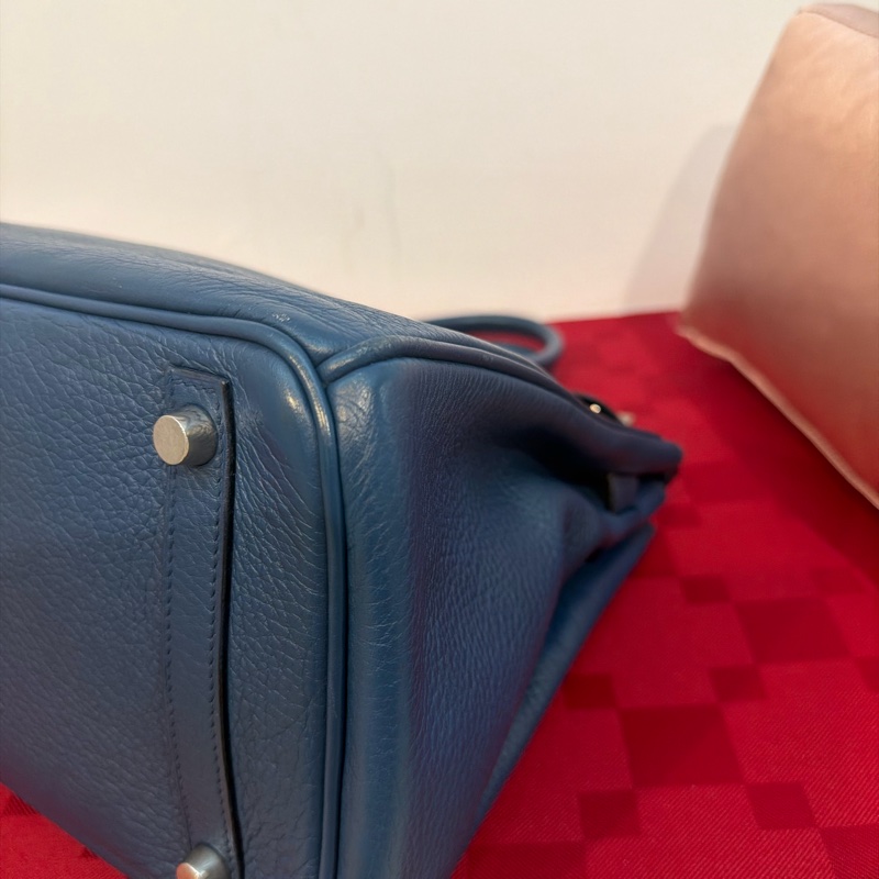 Hermes 🌈愛馬仕 Birkin 30 Togo 皮🌟藍色銀扣-12