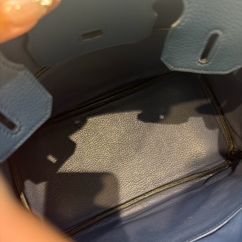 Hermes 🌈愛馬仕 Birkin 30 Togo 皮🌟藍色銀扣-14