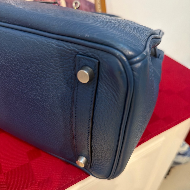 Hermes 🌈愛馬仕 Birkin 30 Togo 皮🌟藍色銀扣-21