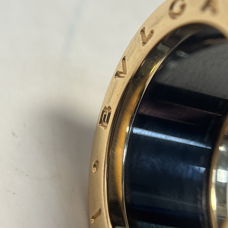 BVLGARI B.ZERO1彈簧戒指四圈雙邊鑽18K玫瑰金/鑽石/黑陶瓷55-4