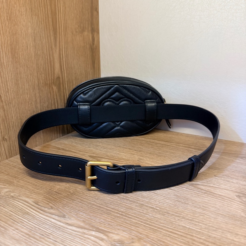 Gucci Marmont黑金牛皮腰包-5