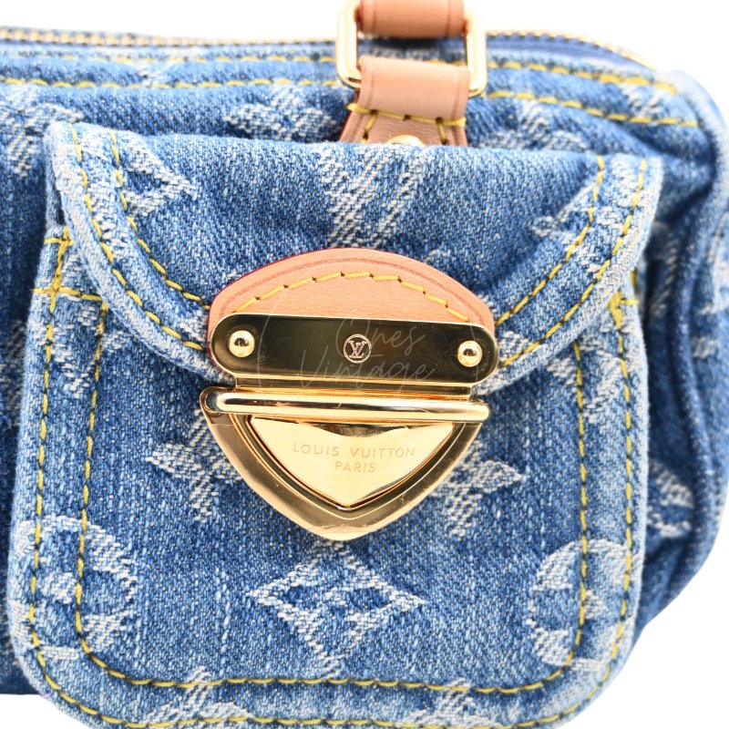 中古 Louis Vuitton 路易威登 LV Nano Speedy 牛仔藍金色五金 M82950 雙用斜挎手袋-20