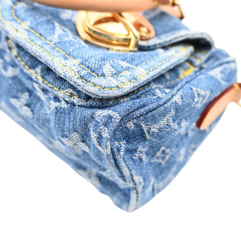 中古 Louis Vuitton 路易威登 LV Nano Speedy 牛仔藍金色五金 M82950 雙用斜挎手袋-27