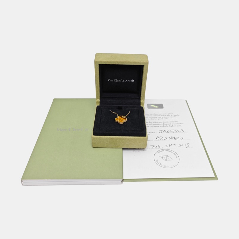 VCA Van Cleef & Arpels Vintage Alhambra Tiger Eye 虎眼石中號項鍊-0
