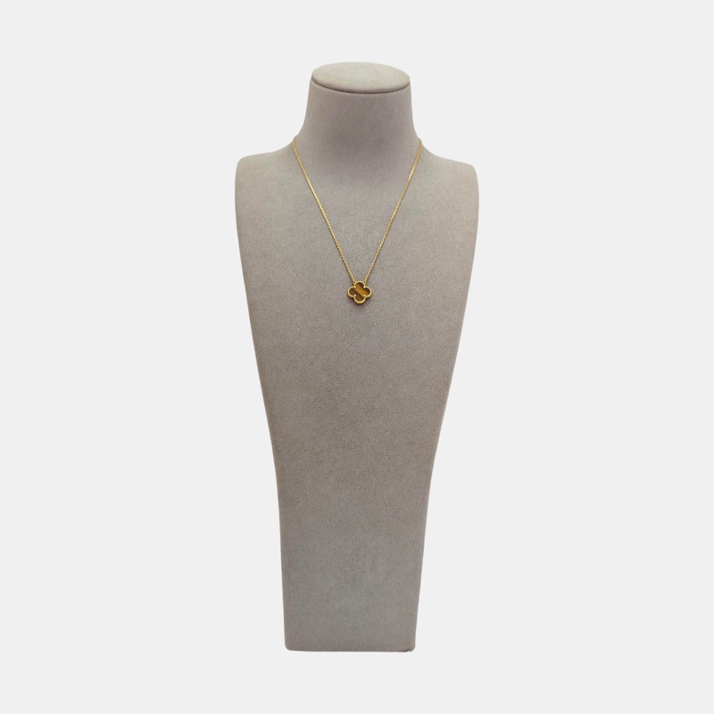 VCA Van Cleef & Arpels Vintage Alhambra Tiger Eye 虎眼石中號項鍊-3