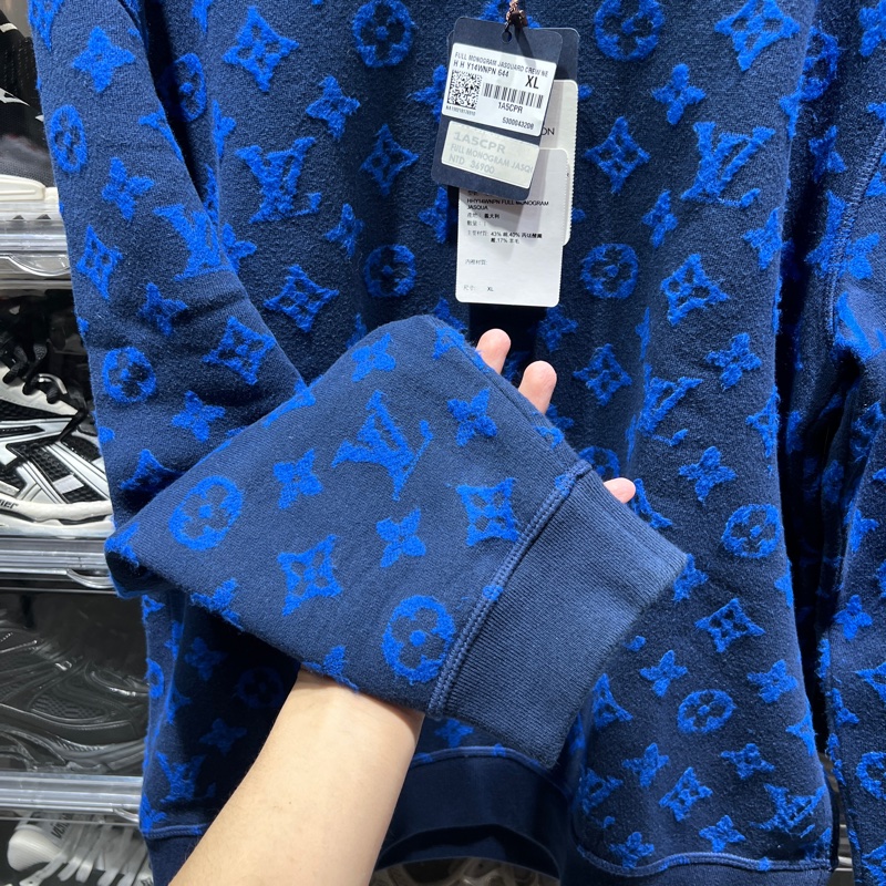 Lv 藍色滿印長袖毛衣 XL碼-4