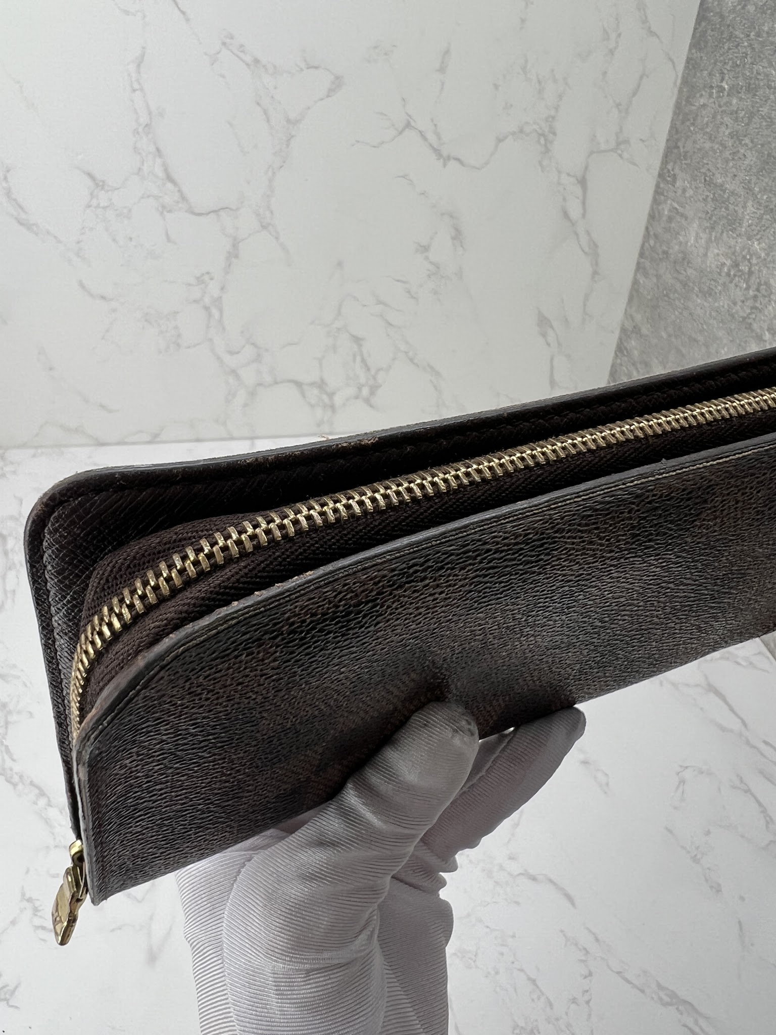 香緹國際精品 棋盤格 拉鍊長夾 971-7