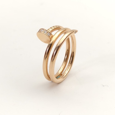 CARTIER JUSTEUNCLOU三圈鑲鑽釘子戒指18K玫瑰金/鑽石51