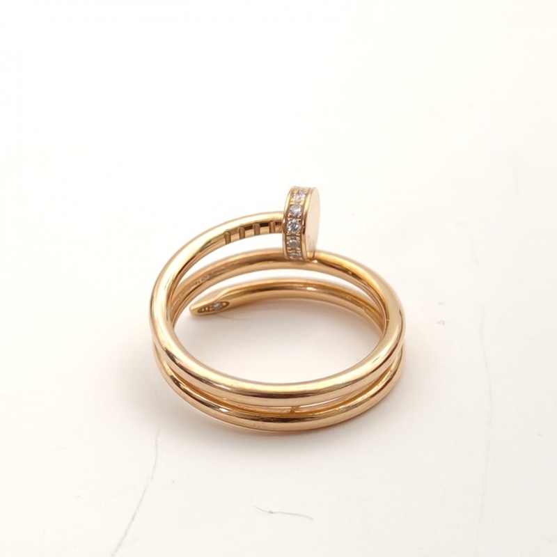 CARTIER JUSTEUNCLOU三圈鑲鑽釘子戒指18K玫瑰金/鑽石51-3