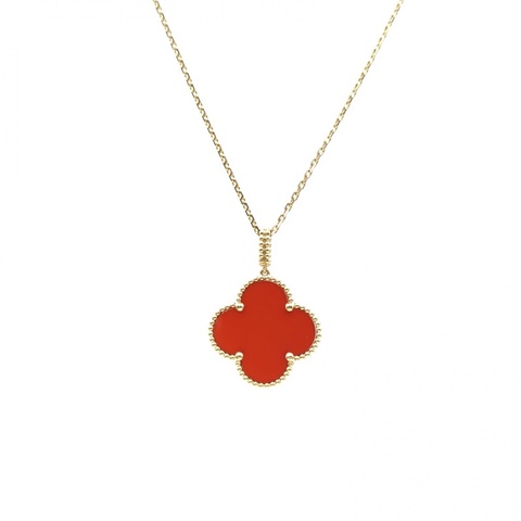 VAN CLEEF&ARPELS MagicAlhambra大號單花長項鏈18K黃金/紅玉髓