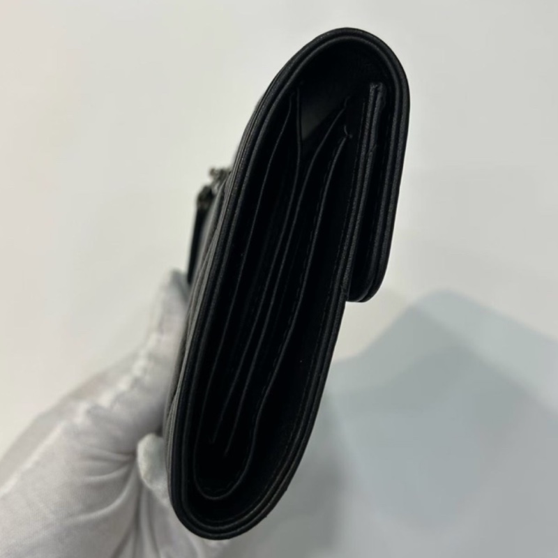 CHANEL香奈兒LeBoy系列黑色荔枝牛皮三折短夾可加鏈條-5