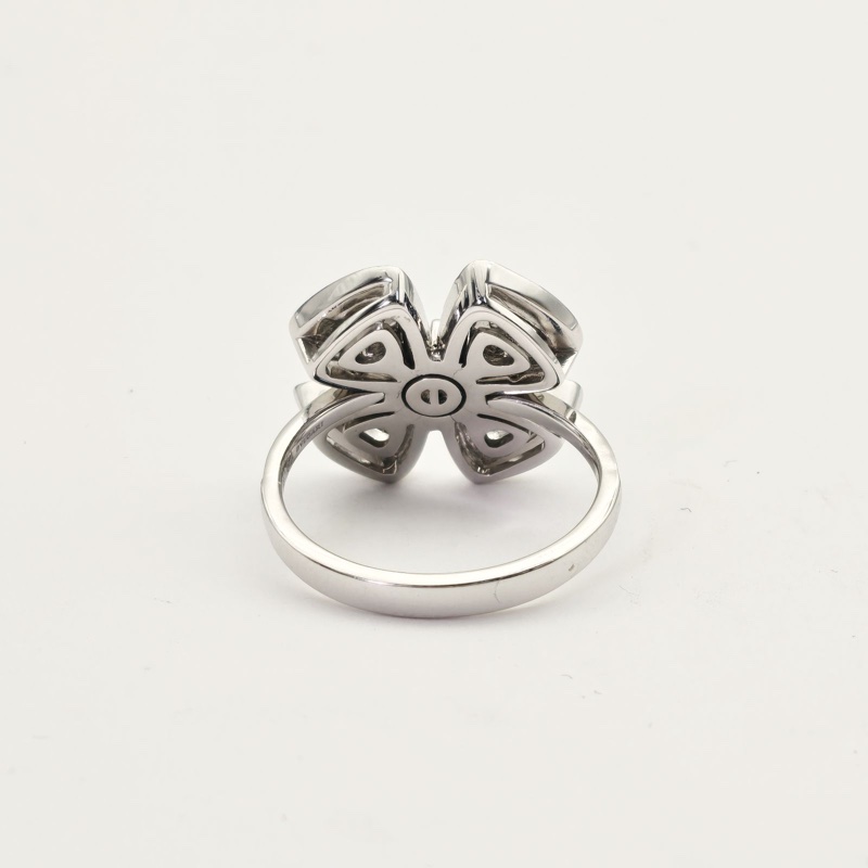 BVLGARI 18K白金鑽石fiorever滿鑽詠綻戒指54-3