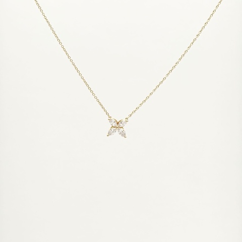 TIFFANY&CO 18K玫瑰金鑽石維多利亞系列四葉草項鏈小號